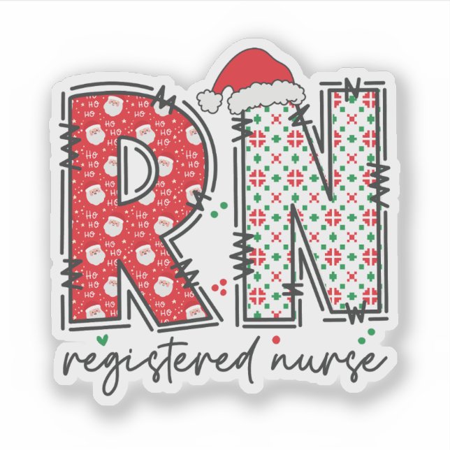 Christmas Registered Nurse RN Healthcare  Sticker (Front)