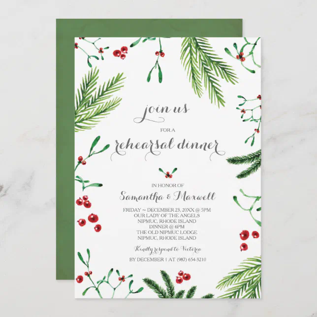 Christmas Rehearsal Dinner Invitation | Zazzle