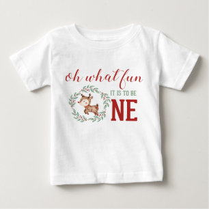 Christmas Reindeer 1st Birthday Baby T-Shirt