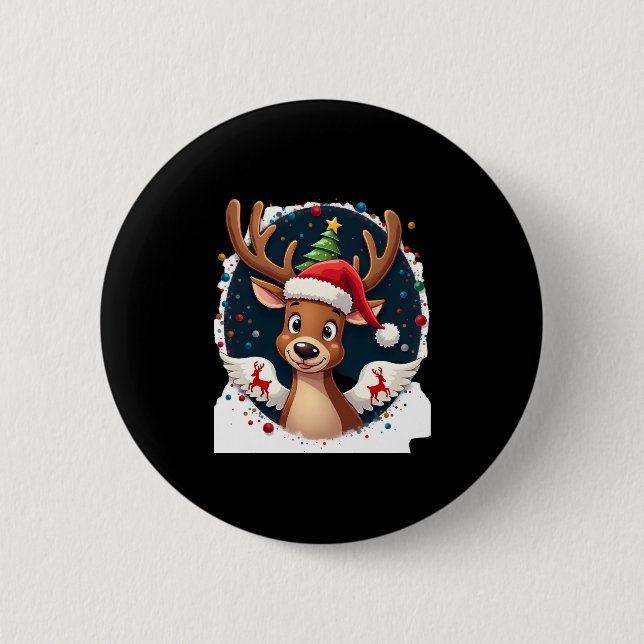christmas Reindeer (2) Button (Front)
