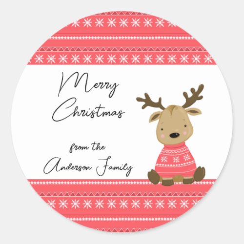 Christmas Reindeer 2 gift Classic Round Sticker