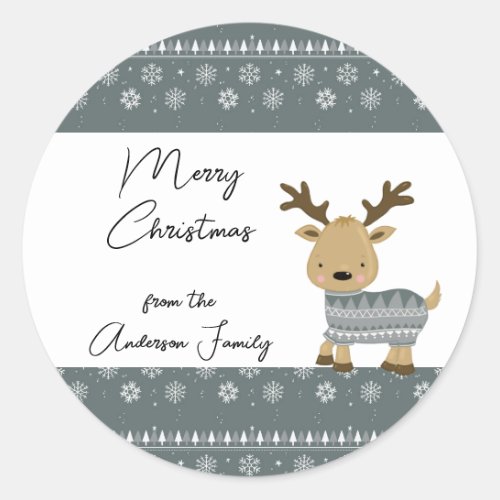 Christmas Reindeer 3 gift Classic Round Sticker