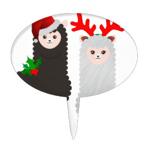 christmas reindeer alpacas cake topper
