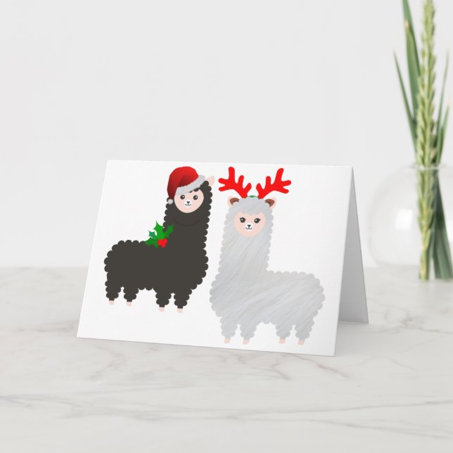 christmas reindeer alpacas holiday card (Front)