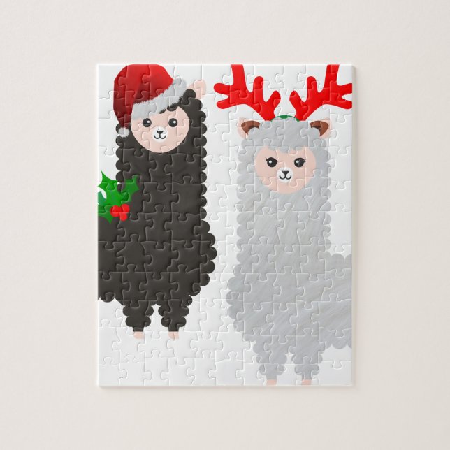 christmas reindeer alpacas jigsaw puzzle (Vertical)