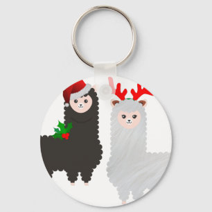 christmas reindeer alpacas keychain