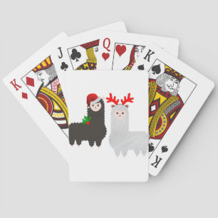 christmas reindeer alpacas poker cards
