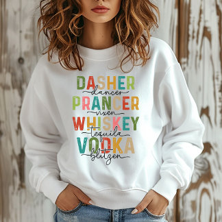 Christmas Reindeer and Alcohol Funny Rainbow Sweatshirt