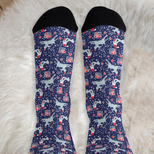 Christmas reindeer and birds musical themed socks