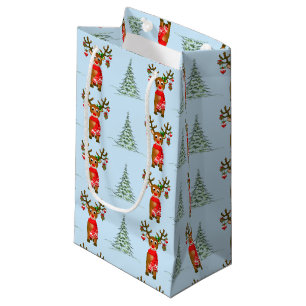 Christmas Reindeer And Pine Trees Gift Bag