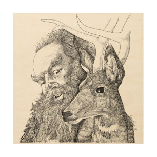 Christmas reindeer and Santa Claus for Wood Wall Art