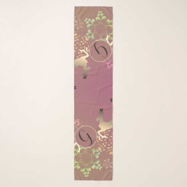 Christmas Reindeer and Snowflakes Monogram Scarf (Front)