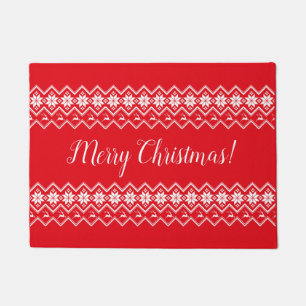 Christmas Reindeer and Snowflakes Nordic Door Mat