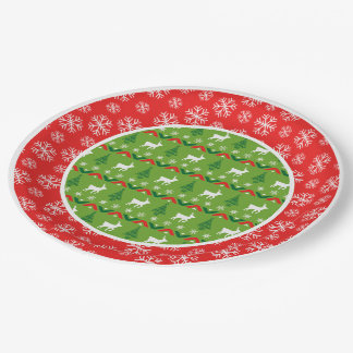 Christmas Reindeer and Snowflakes Pattern Paper Plates