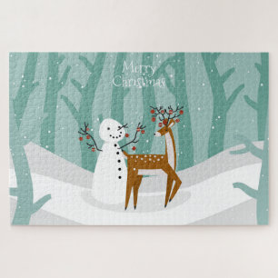 Christmas Reindeer and Snowman Jigsaw Puzzle