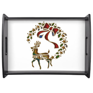 Christmas Reindeer and Stars Serving Tray