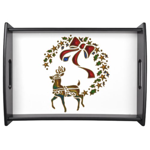 Christmas Reindeer and Stars Serving Tray