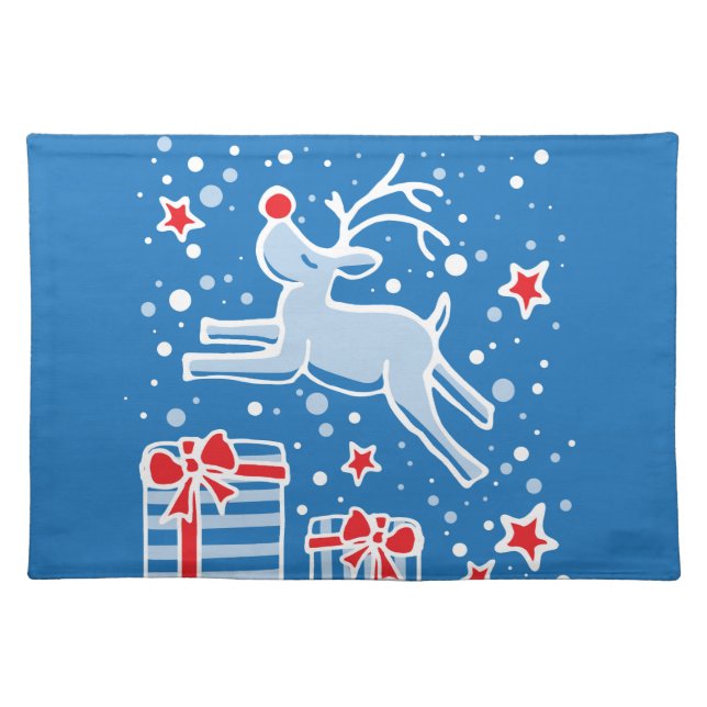 Christmas reindeer animal canvas placemat (Front)