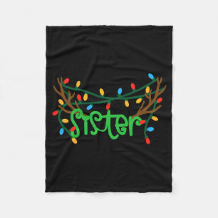 Christmas Reindeer Antlers Sister T Shirt Fleece Blanket