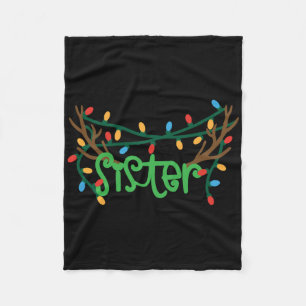 Christmas Reindeer Antlers Sister T Shirt Fleece Blanket
