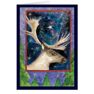 Christmas Reindeer at Night with a Star Thank You Cards