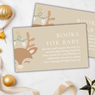 Christmas Reindeer Baby Shower Books for Baby Enclosure Card