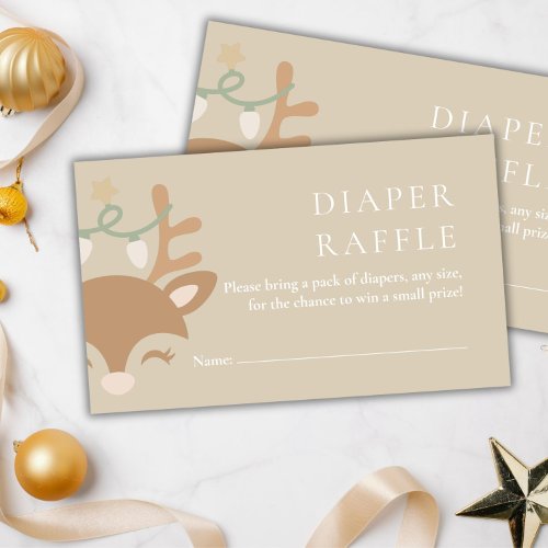 Christmas Reindeer Baby Shower Diaper Raffle Enclosure Card