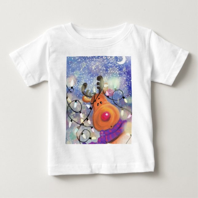 Christmas Reindeer Baby T-Shirt (Front)