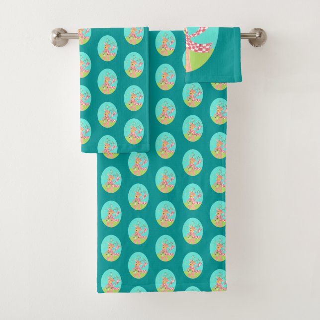 Christmas reindeer bath towel set (Insitu)