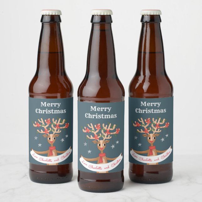 Christmas Reindeer Beer Label (Bottles)