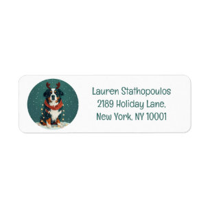 Christmas Reindeer Bernese Mountain Dog Label