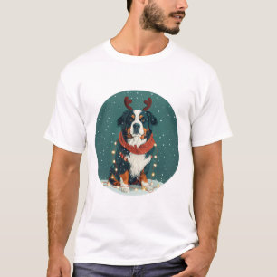 Christmas Reindeer Bernese Mountain Dog T-Shirt