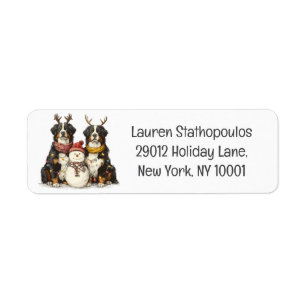 Christmas Reindeer Bernese Mountain Dogs Label
