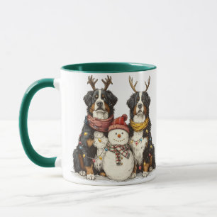 Christmas Reindeer Bernese Mountain Dogs Mug