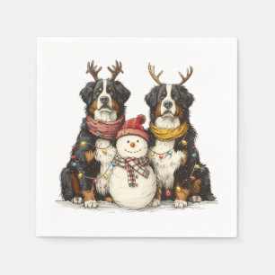 Christmas Reindeer Bernese Mountain Dogs Napkins