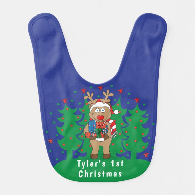 Christmas Reindeer Bib "Baby's Christmas" (Front)