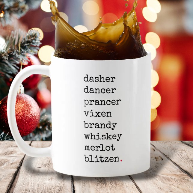 Christmas Reindeer Black Red Funny Typography Coffee Mug (Creator Uploaded)