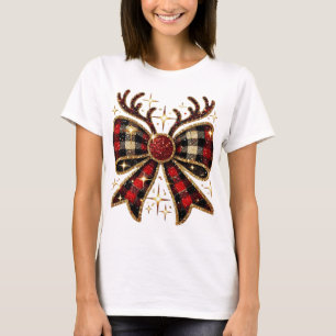 Christmas Reindeer Bow T-Shirt