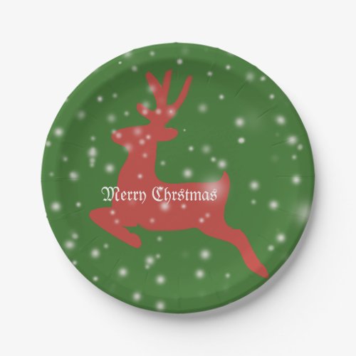 Christmas Reindeer Bumper Custom Paper Plates 7 in