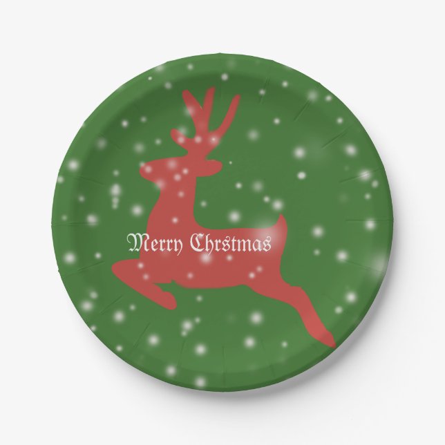 Christmas Reindeer Bumper Custom Paper Plates 7 in (Front)