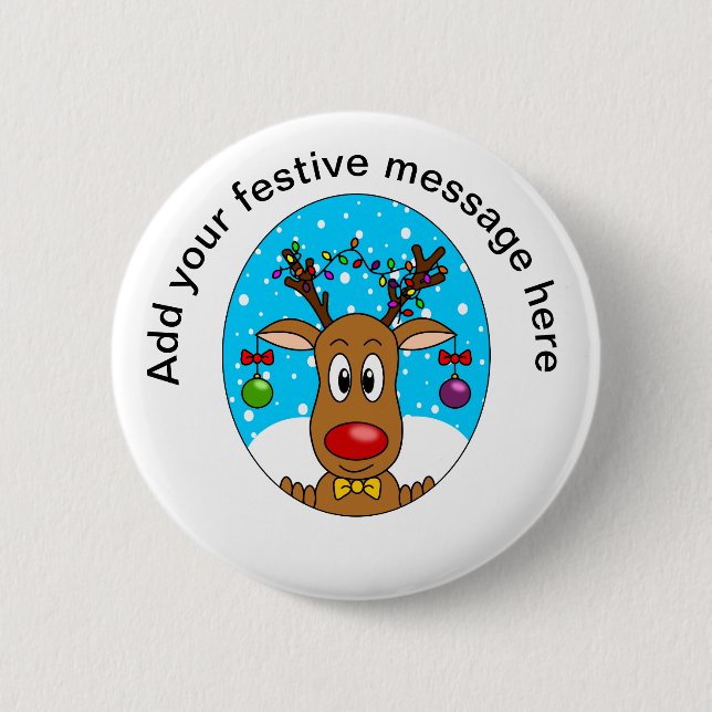 Christmas Reindeer Button (Front)