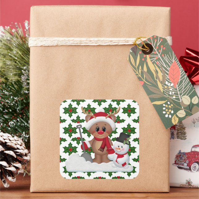 Christmas Reindeer cartoon Holiday sticker (Holiday)