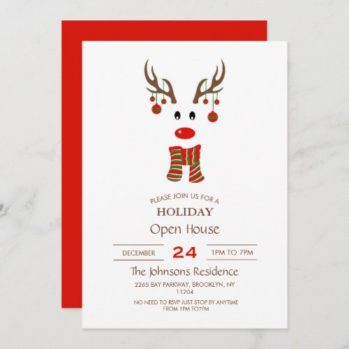 Christmas Reindeer Cartoon      Invitation