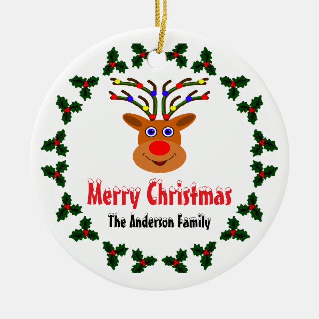 Christmas Reindeer Ceramic Decoration (Front)