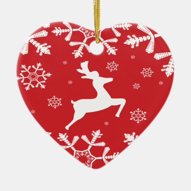 Christmas Reindeer Ceramic Ornament (Front)