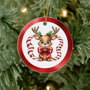 Christmas Reindeer Ceramic Ornament