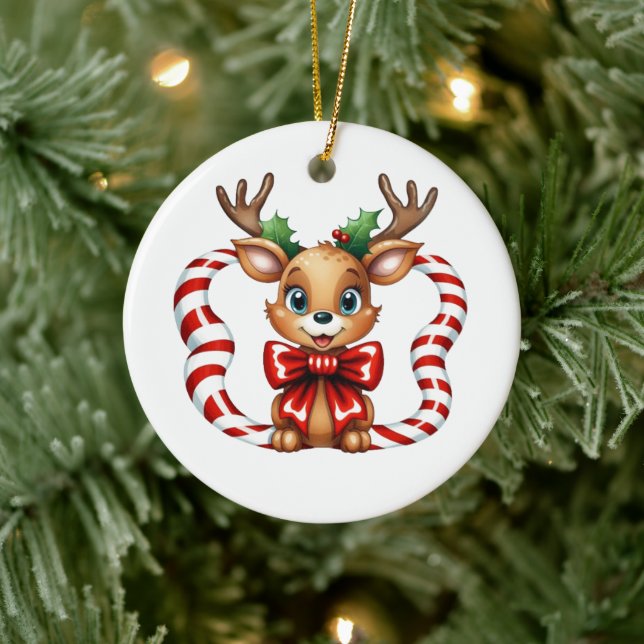 Christmas Reindeer Ceramic Ornament (Tree)