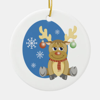 Christmas Reindeer Ceramic Ornament