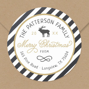Christmas Reindeer Circle Return Address Label