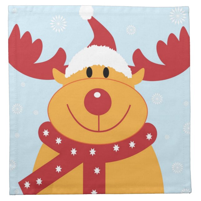 Christmas Reindeer Cloth Napkin (Front)